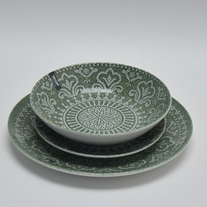 green elegant tableware with embossed green elegant tableware with embossed