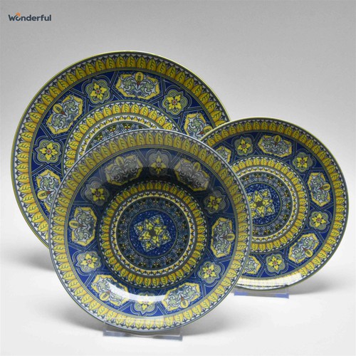Wonderful Blue Yellow Geometric Floral Ceramic Tableware Set Wonderful Blue Yellow Geometric Floral Ceramic Tableware Set