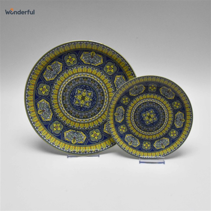 Wonderful Blue & Yellow Geometric Floral Ceramic Tableware Set suppliers